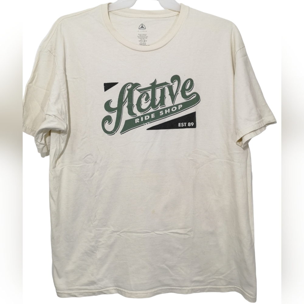Active Ride Shop  Men's  Graphic T-Shirt  Cream  Size XL  Short Sleeve  Cotton